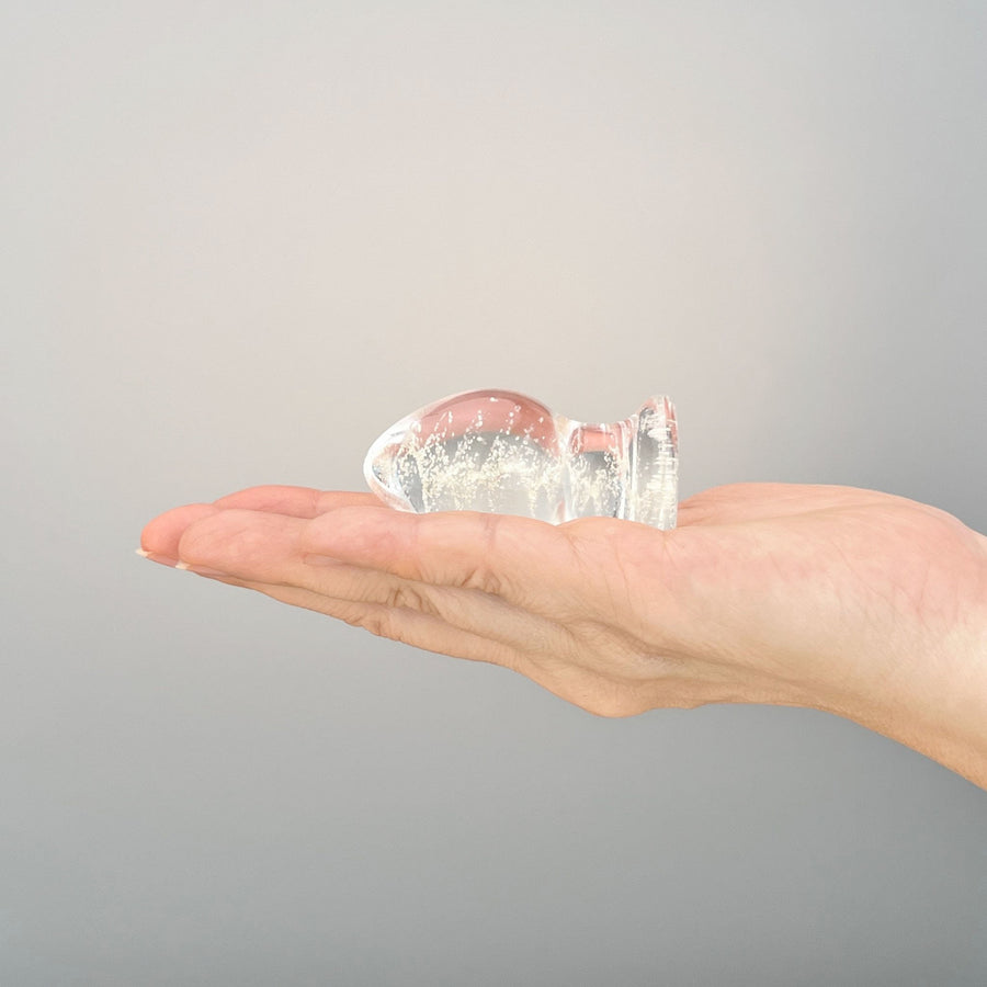 2.5" Glow-In-The-Dark Petite Glass Butt Plug Beginner Anal Play Sex Toys for Men Women Couples