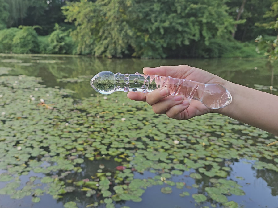 Glass Dual Double Ended G-spot Anal Dildo Dong Prostate Massager Probe Stimulator Butt Plug Anal Sex Toy